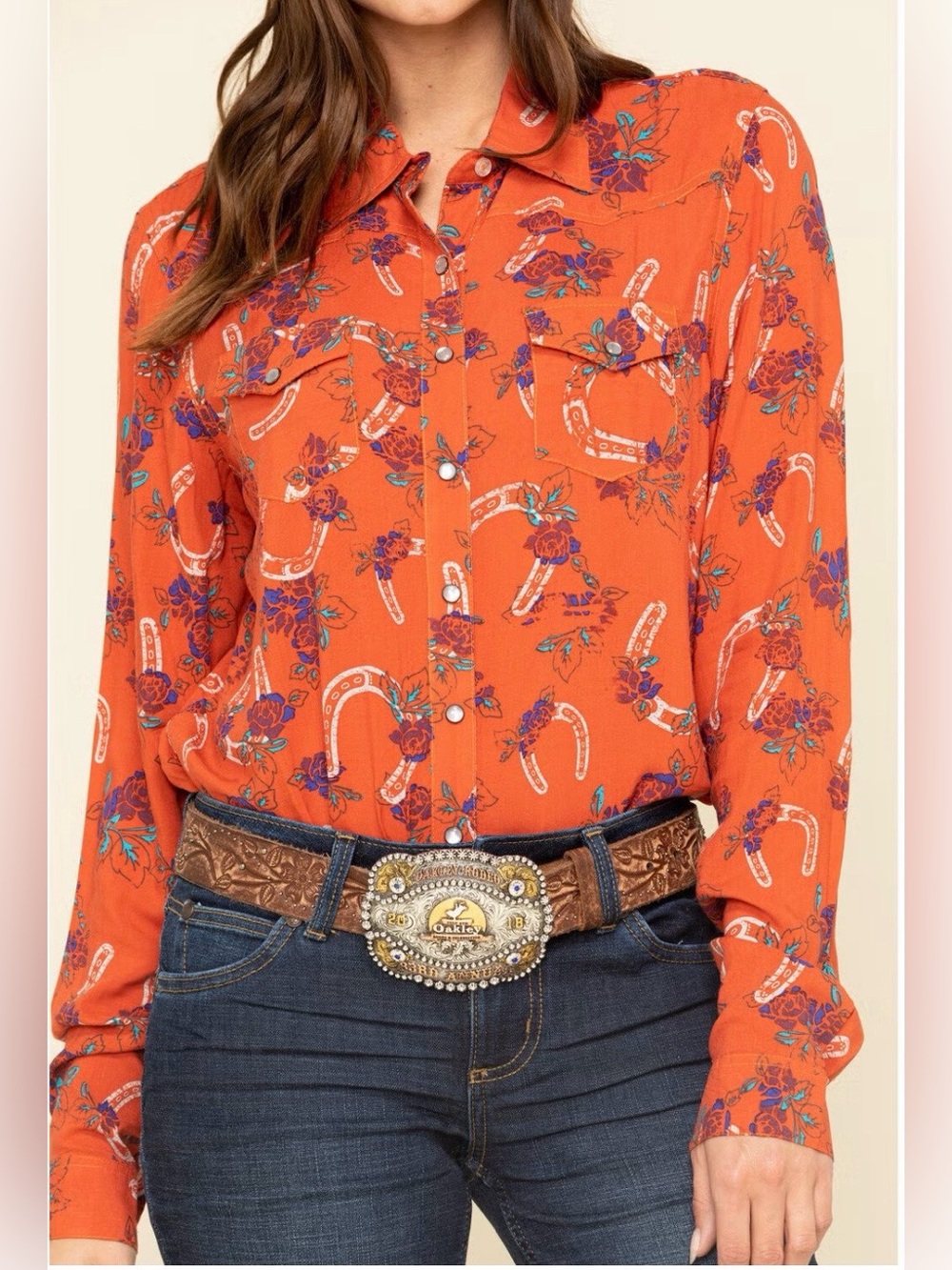 Cruel Girl Western Pearl Snap Button Down Shirt Sz L